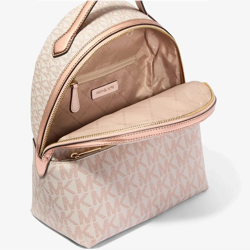 Michael Kors New Rose Gold Two-Tone Sheila Signature Medium Backpack